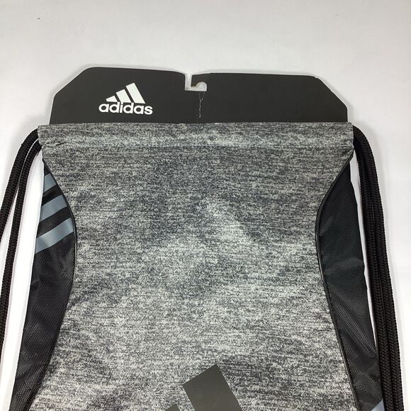 Adidas Cinch Sack Bag Drawstring Athletic Sports School Burst Sackpack Black New - Picture 2 of 8